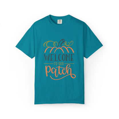Welcome To Our Patch Harvest Festival Autumn Pumpkins Tee Fall Activities Farm Visit Family Fun Unisex Heavy Cotton T-Shirt