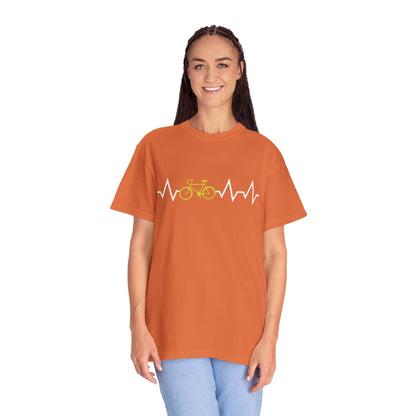 Funny Cycle Heart Beat Cycle Enthusiasm Pedal power Sarcastic Two Wheeled Adventures Unisex Heavy Cotton T-Shirt