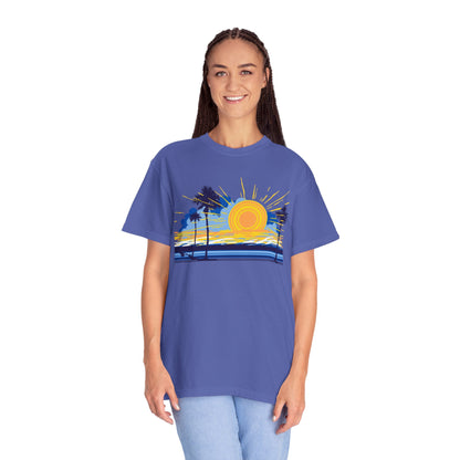 Sunset And Beach Summer Trendy Tee Sunshine Days Ice Cream Summer Camp Beachcombing Anchor Unisex Heavy Cotton T-Shirt