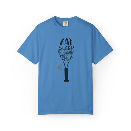 Eat Sleep Badminton Repeat Stay Active Motivation Tee Winning Attitude Sports Dedication Shuttlecock Addiction Unisex Heavy Cotton T-Shirt