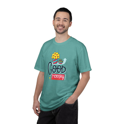 Good Morning Lazy Day Achiever Morning Champion Tee Daily Victory Sleep Defeated Unisex Heavy Cotton T-Shirt