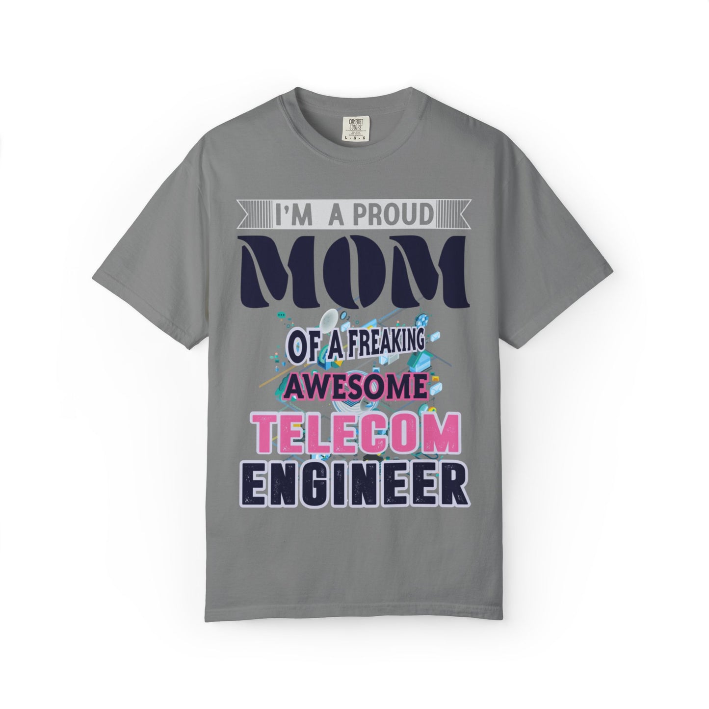 Proud Mom Telecom Engineer Mobile Technology Signal Processing Digital Communication Radio Frequencies Unisex Heavy Cotton T-Shirt