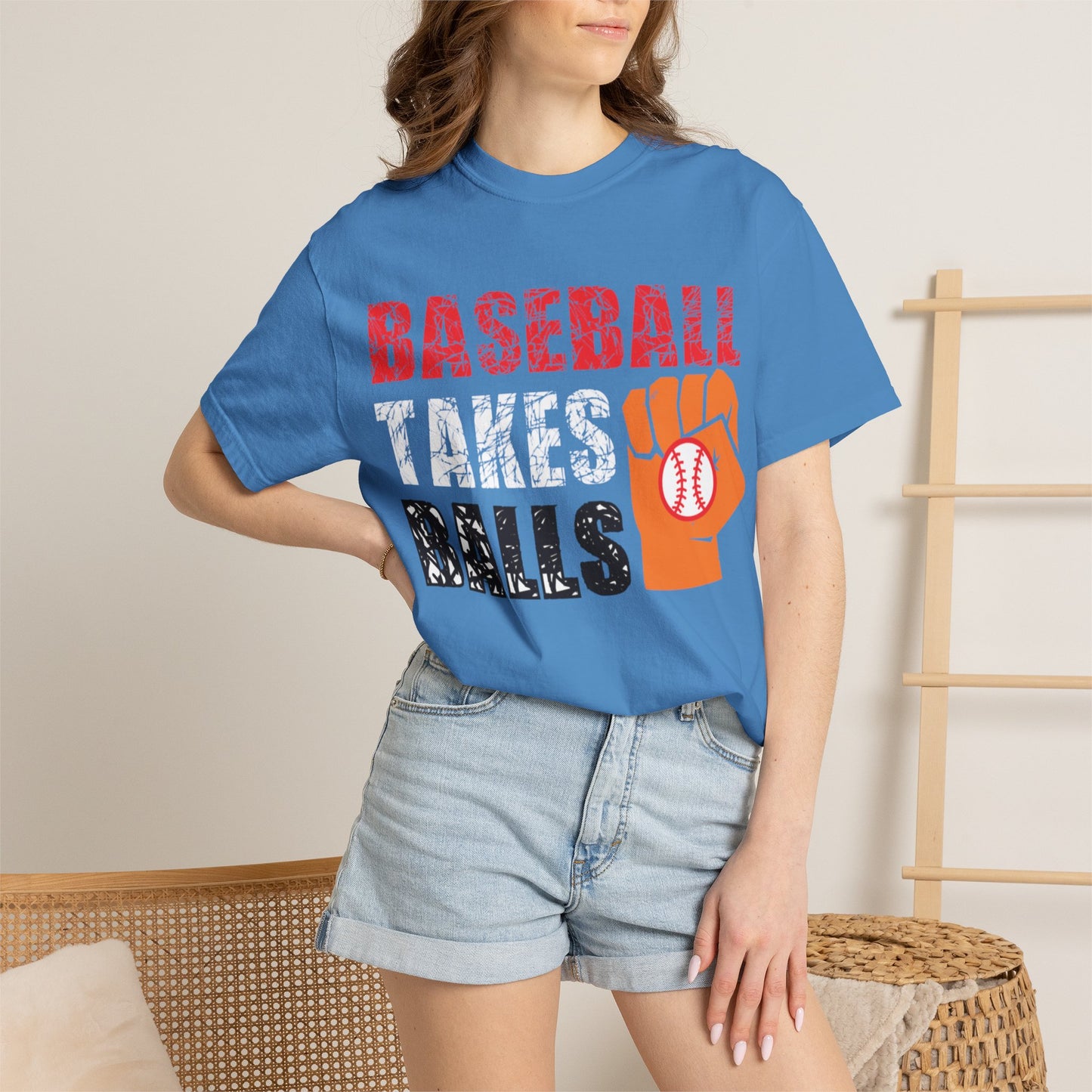 Baseball Takes Ball Defensive Prowess Tee Fielding Excellence Outfield Expertise Unisex Heavy Cotton T-Shirt
