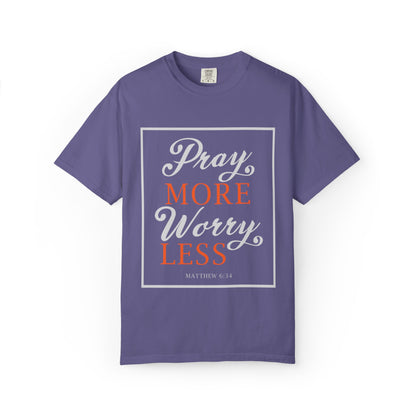 Pray More Worry Less Heavenly Feather White God’s Creation Eternity Tee Purest Being Cross Symbol Unisex Heavy Cotton T-Shirt