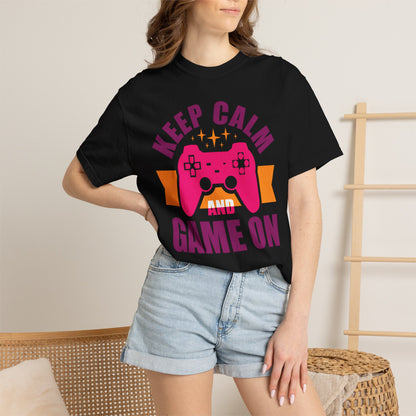 Inspirational Keep Calm And Game On Pro Gamer Skills Gaming Mindset Gaming Community Gaming Console Unisex Heavy Cotton T-Shirt