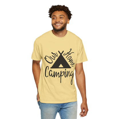 Our Home Camping Freedom Fighter Adventure Lovers Tee Nature Exploration Bonfire Travel Van Unisex Heavy Cotton T-Shirt