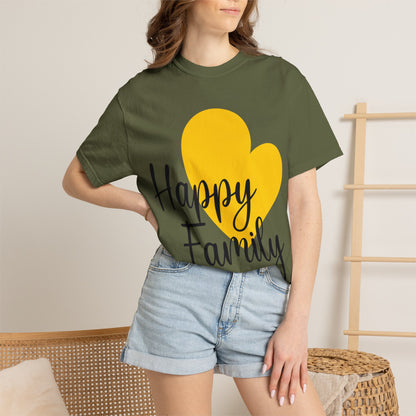 Happy Family Peaceful Paradise Tee Cherished Space Heartfelt Haven Unisex Heavy Cotton T-Shirt