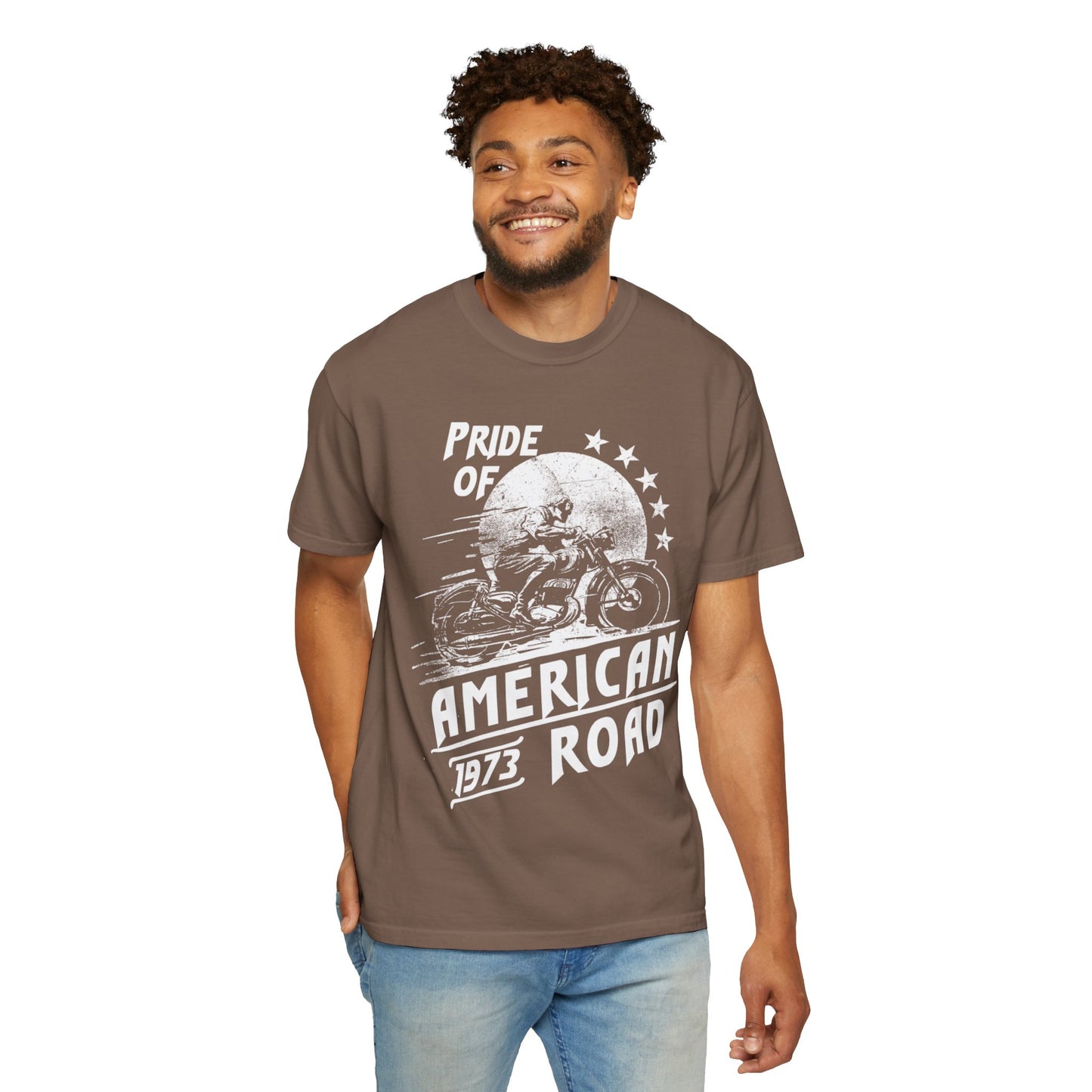 Vintage Pride Of The American Road 1973 Nostalgic Trendy Tee Motorcycle Classic Ride Legendary Bike Unisex Heavy Cotton T-Shirt