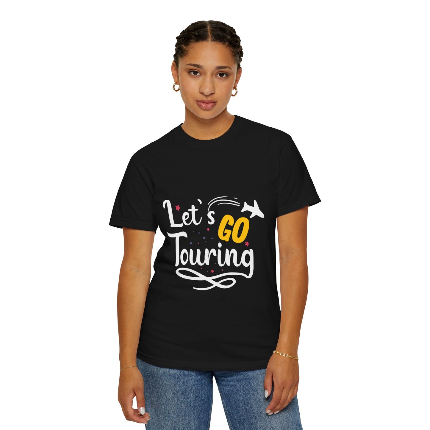 Let’s Go Touring Trendy Tee Travel Addict Exploring Adventurous Tour Lover Tourist Journey Unisex Heavy Cotton T-Shirt