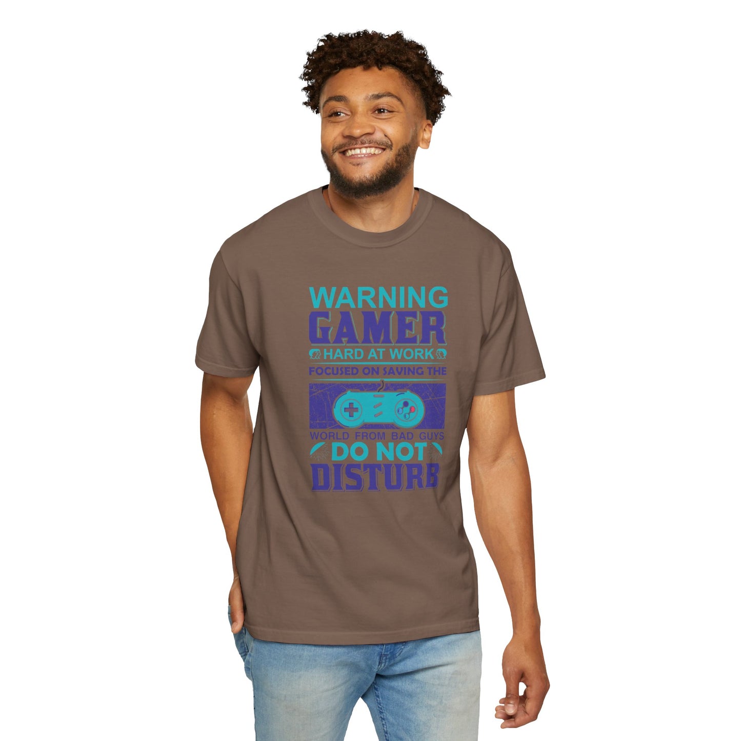 Funny Warning Gamer Do Not Disturb Digital Protector Virtual Heroism Sarcastic Battle Against Evil Unisex Heavy Cotton T-Shirt