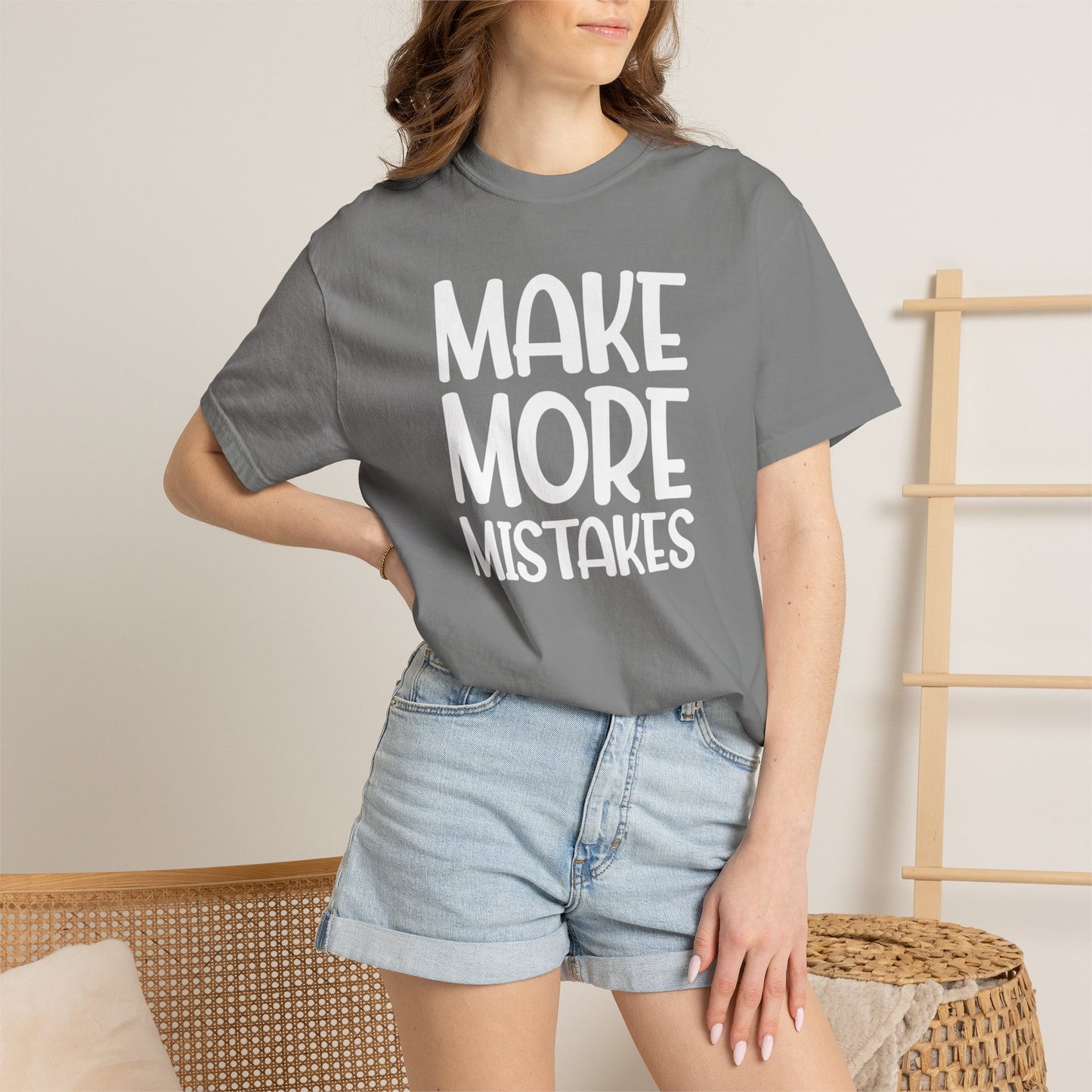 Make More Mistakes Trendy Tee Learning Journey Empowerment Creative Passionate Hard Work Keep Trying Unisex Heavy Cotton T-Shirt