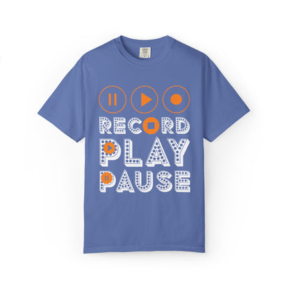 Thrilling Record Play Pause Playback Actions Sound Management Audio Functions Unisex Heavy Cotton T-Shirt