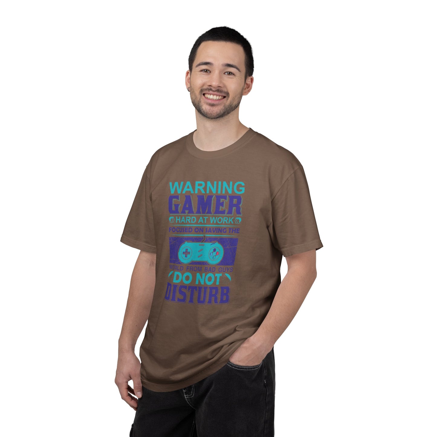 Funny Warning Gamer Do Not Disturb Digital Protector Virtual Heroism Sarcastic Battle Against Evil Unisex Heavy Cotton T-Shirt