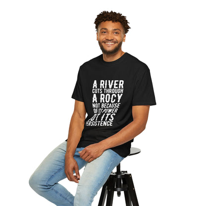 A River Cuts Through A Rock Stop Wishing Start Doing Action Goal Setting Modern Tee Achievement Unisex Heavy Cotton T-Shirt