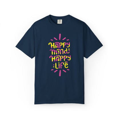 Happy Mind Happy Life Love Hope Worship Eternity Tee Peaceful Living Religious Beliefs Unisex Heavy Cotton T-Shirt