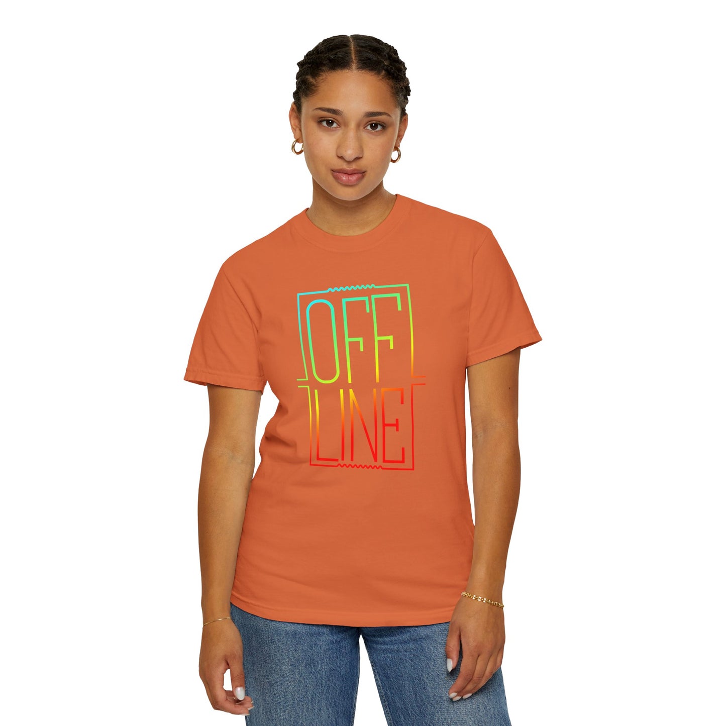 Offline Graphic T-Shirt — Retro Neon Text Tee