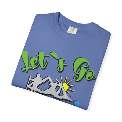 Let’s Go Hiking! Trendy Tee Adventure Mountain Hut Fun Activities Unisex Heavy Cotton T-Shirt