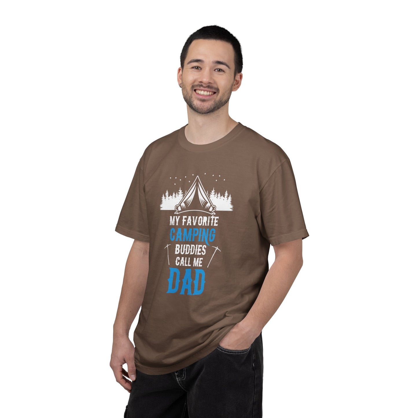 Funny My Favorite Camping Buddies Call Me Dad Sarcastic Adventure Mountains Hiking Stars Unisex Heavy Cotton T-Shirt