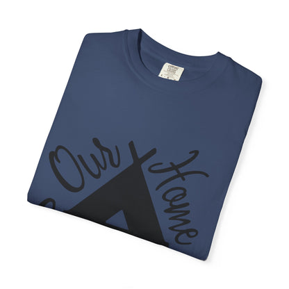 Our Home Camping Freedom Fighter Adventure Lovers Tee Nature Exploration Bonfire Travel Van Unisex Heavy Cotton T-Shirt