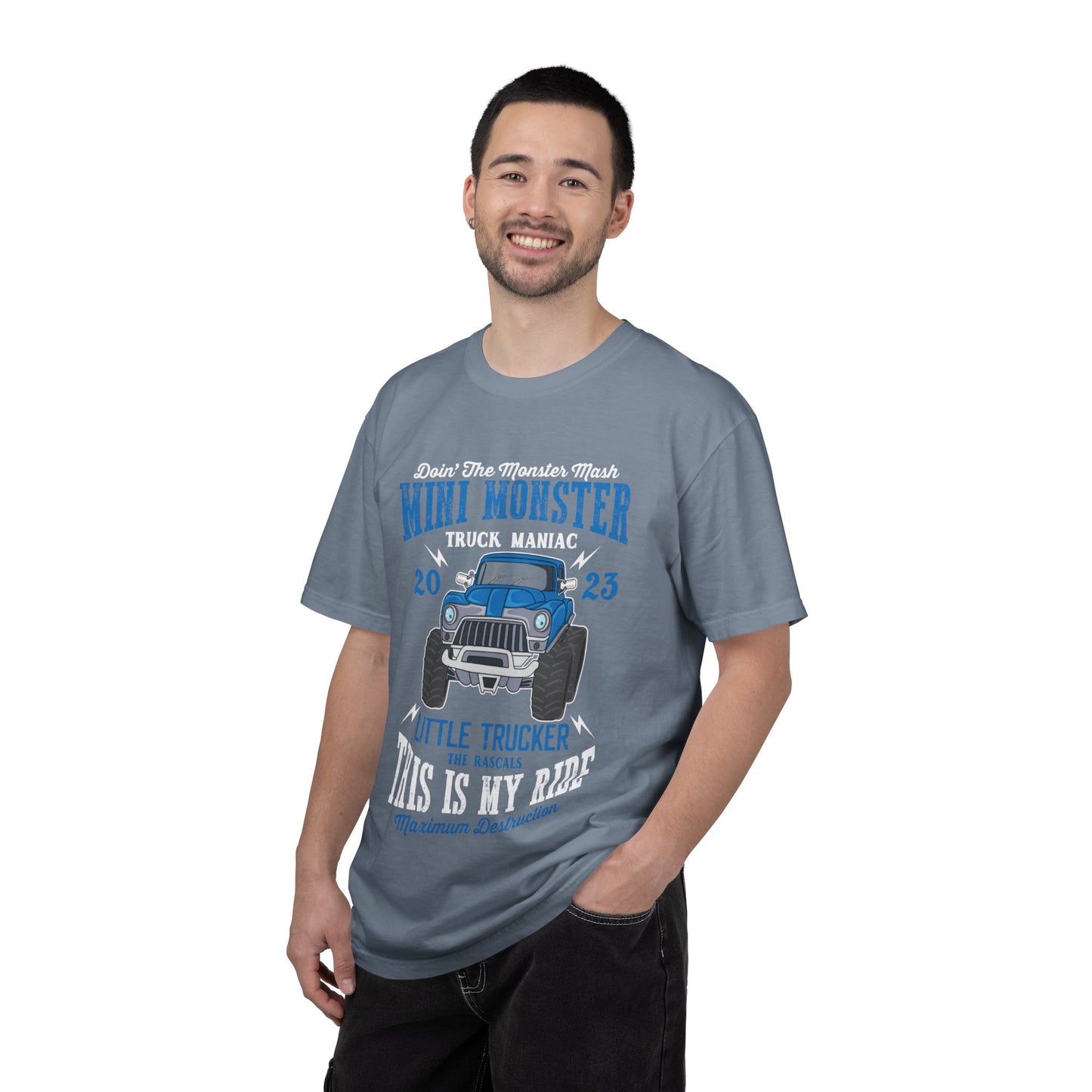Funny Mini Monster Truck Manic Speed Truck Power Sarcastic Extreme Adventure Four-Wheel Drive Unisex Heavy Cotton T-Shirt