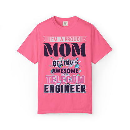 Proud Mom Telecom Engineer Mobile Technology Signal Processing Digital Communication Radio Frequencies Unisex Heavy Cotton T-Shirt