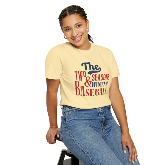 The Two Seasons Winter & Baseball Pitcher’s Snow Peace Tee Scoreboard Smiles Inning Of Joy Unisex Heavy Cotton T-Shirt