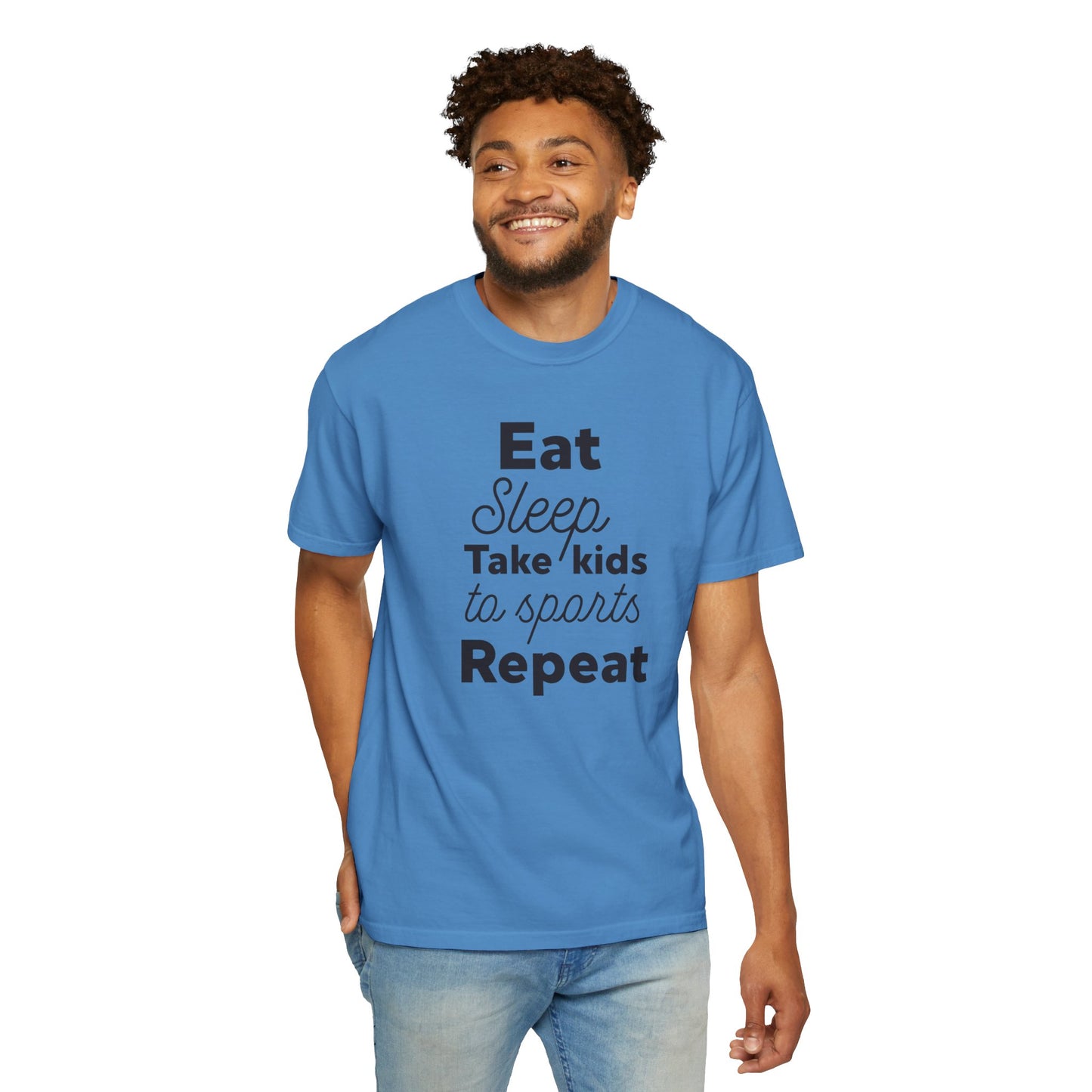 Eat Sleep Take Kids Motherhood Blessings Life Giver Mummy’s Tee Supermom Busy Schedule Duties Forever Same Routine Players Unisex Heavy Cotton T-Shirt