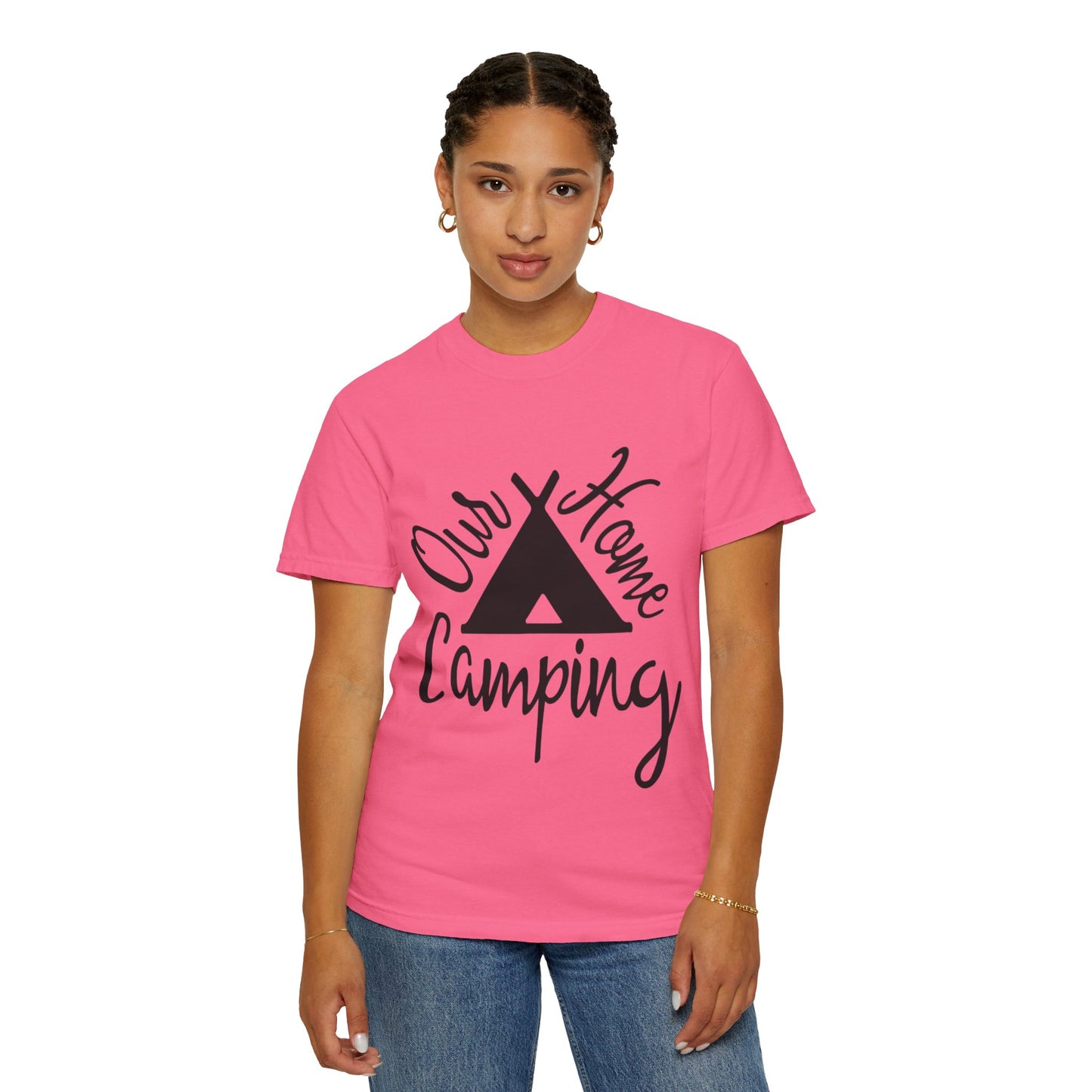 Our Home Camping Freedom Fighter Adventure Lovers Tee Nature Exploration Bonfire Travel Van Unisex Heavy Cotton T-Shirt