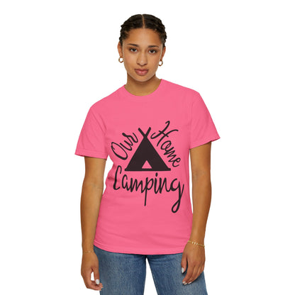 Our Home Camping Freedom Fighter Adventure Lovers Tee Nature Exploration Bonfire Travel Van Unisex Heavy Cotton T-Shirt