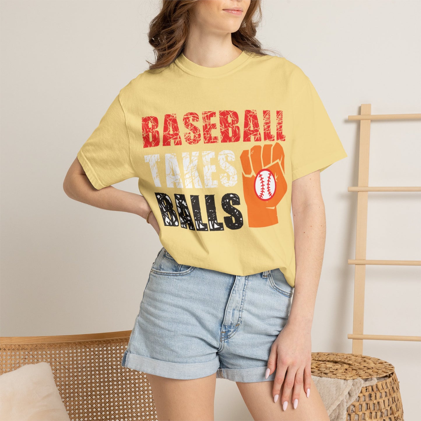 Baseball Takes Ball Defensive Prowess Tee Fielding Excellence Outfield Expertise Unisex Heavy Cotton T-Shirt