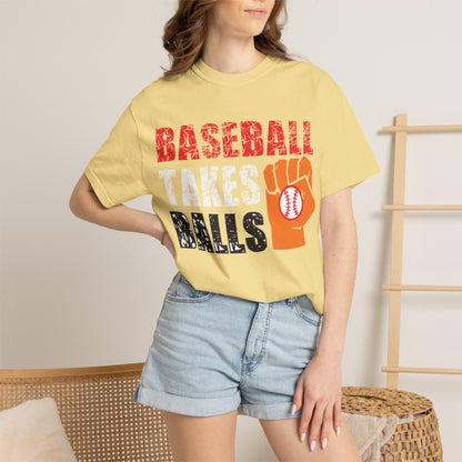 Baseball Takes Ball Defensive Prowess Tee Fielding Excellence Outfield Expertise Unisex Heavy Cotton T-Shirt