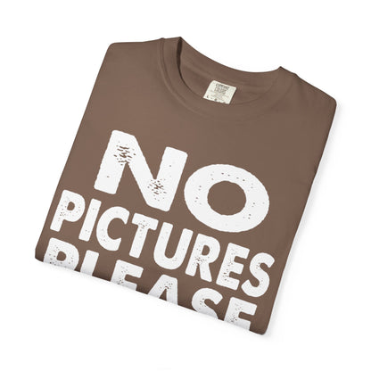 No Picture Please Photogenic Tee No Flash Camera-Shy Personal Space Unisex Heavy Cotton T-Shirt