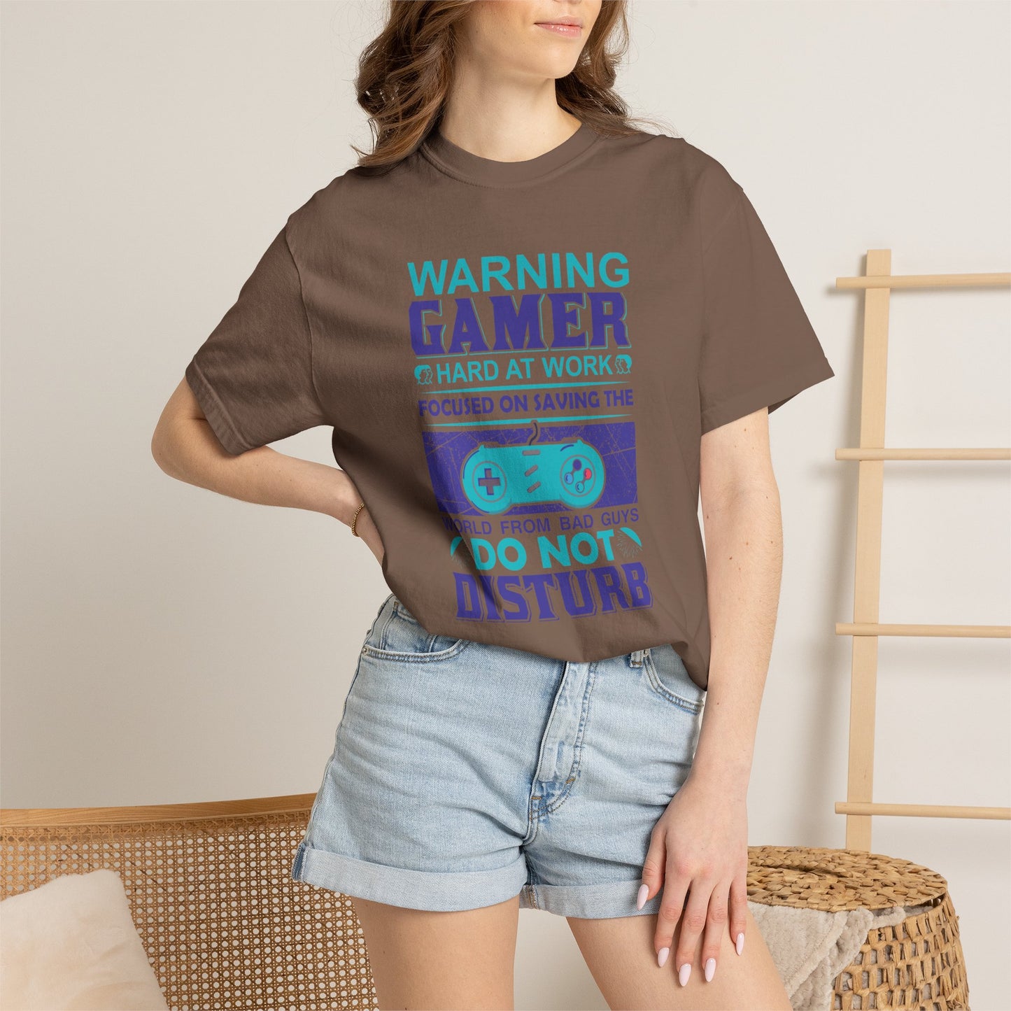 Funny Warning Gamer Do Not Disturb Digital Protector Virtual Heroism Sarcastic Battle Against Evil Unisex Heavy Cotton T-Shirt
