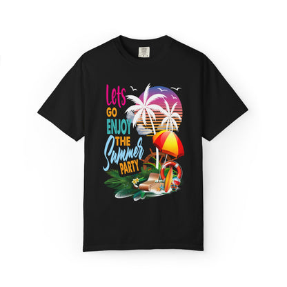 Exciting Lets Go Enjoy The Summer Party Summer Adventure Camp Beach Days Ice Cream Road Trips Unisex Heavy Cotton T-Shirt