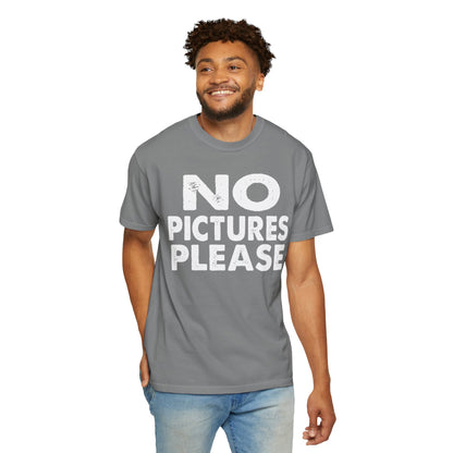 No Picture Please Photogenic Tee No Flash Camera-Shy Personal Space Unisex Heavy Cotton T-Shirt