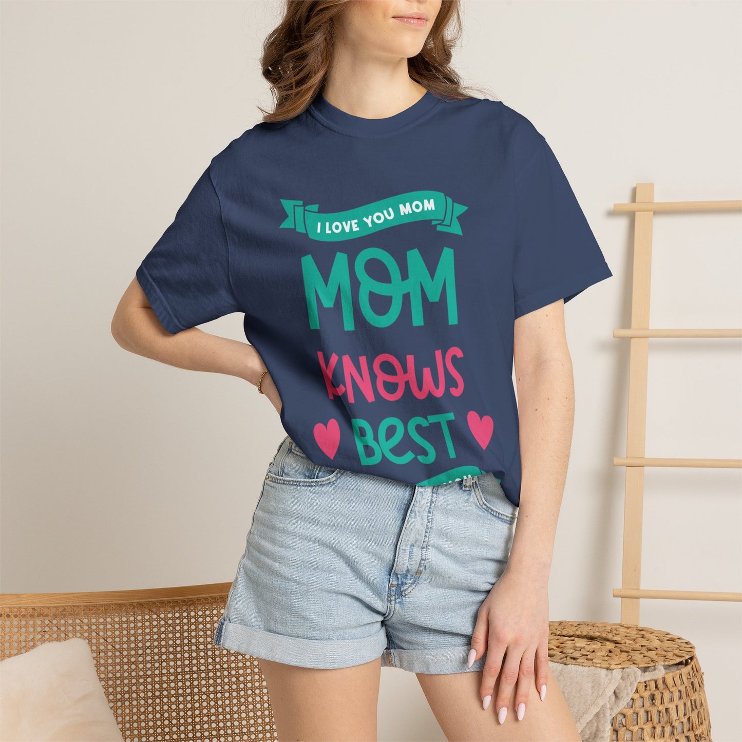 Mom Knows Best Strong Motherhood Heartfelt Guidance Tee Nurturing Knowledge Unisex Heavy Cotton T-Shirt