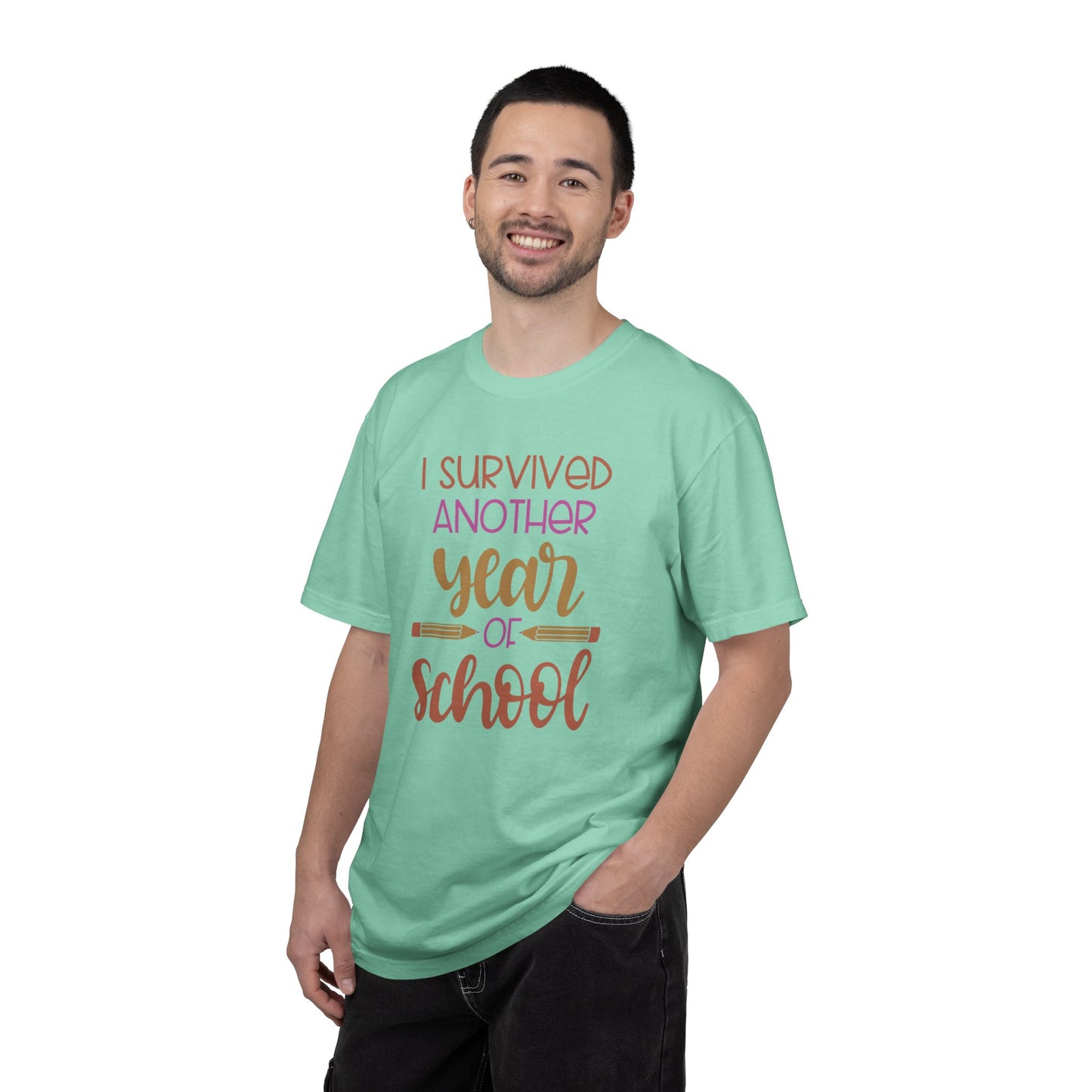I Survived Another Year Of School Action Goal Setting Achievement Tee Self-Improvement Motivation Unisex Heavy Cotton T-Shirt