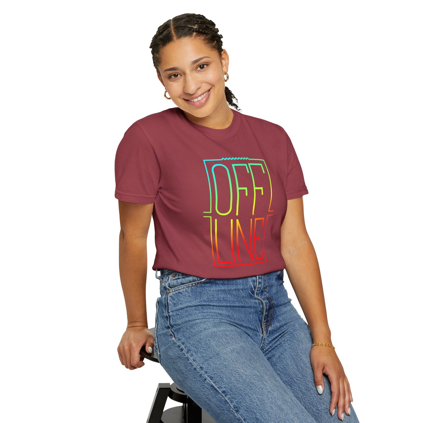 Offline Graphic T-Shirt — Retro Neon Text Tee