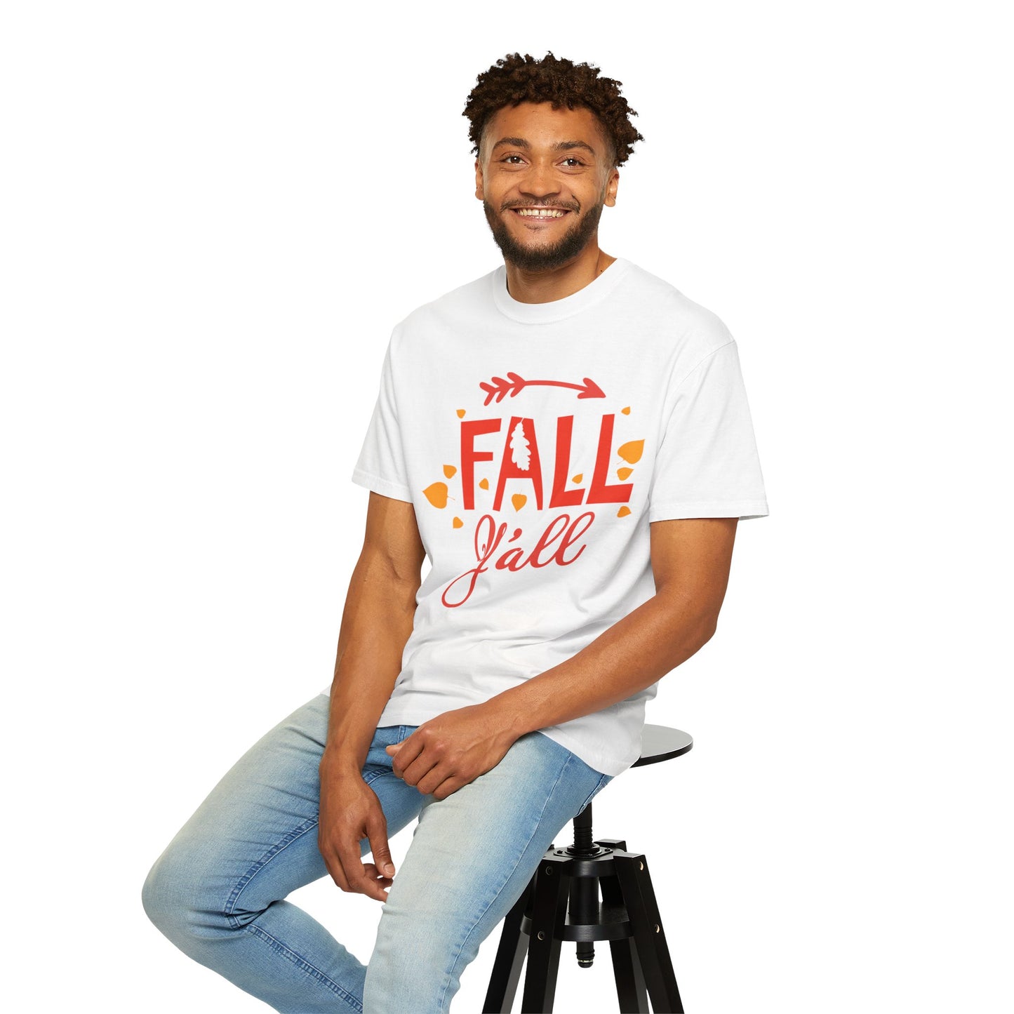 Fall Y’all Breeze Leaves Christmas Tee Jingle Bells Falling Beauty Holiday Spirit Unisex Heavy Cotton T-Shirt