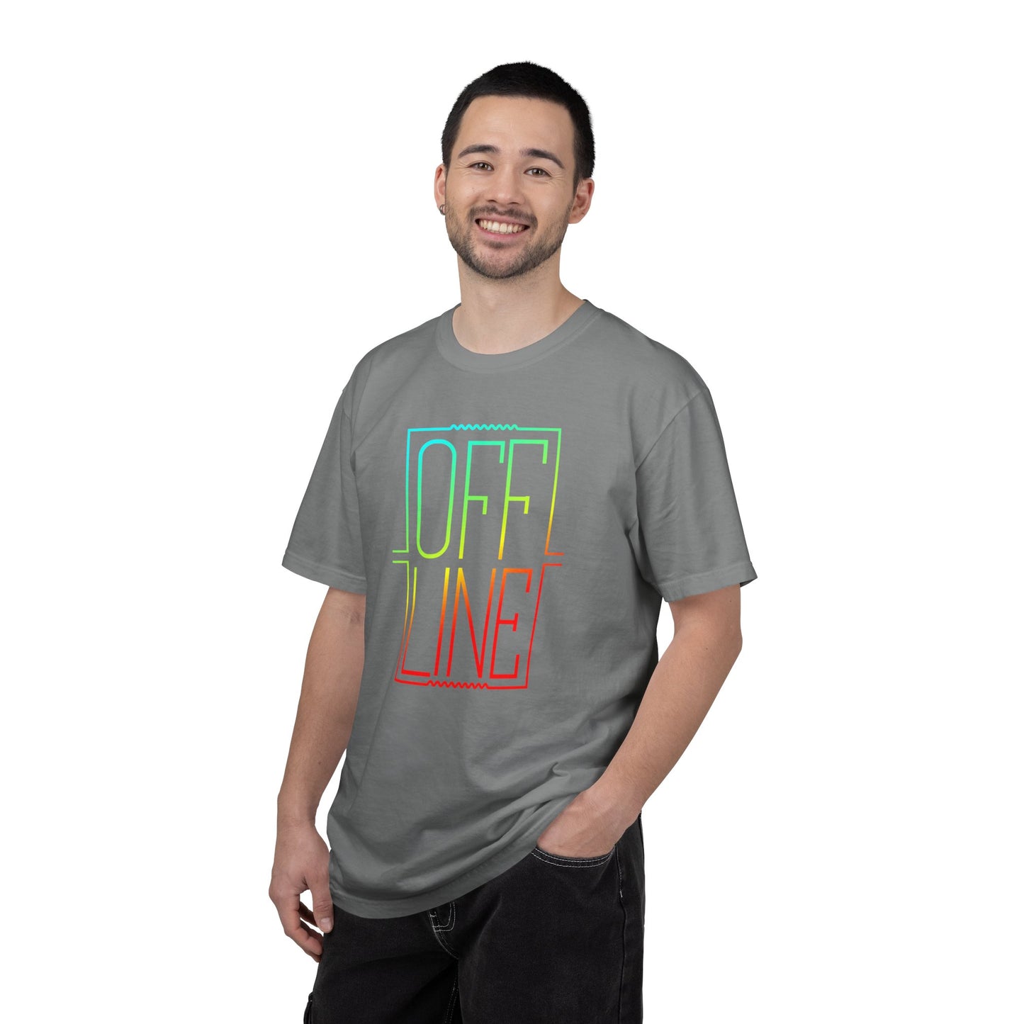 Offline Graphic T-Shirt — Retro Neon Text Tee