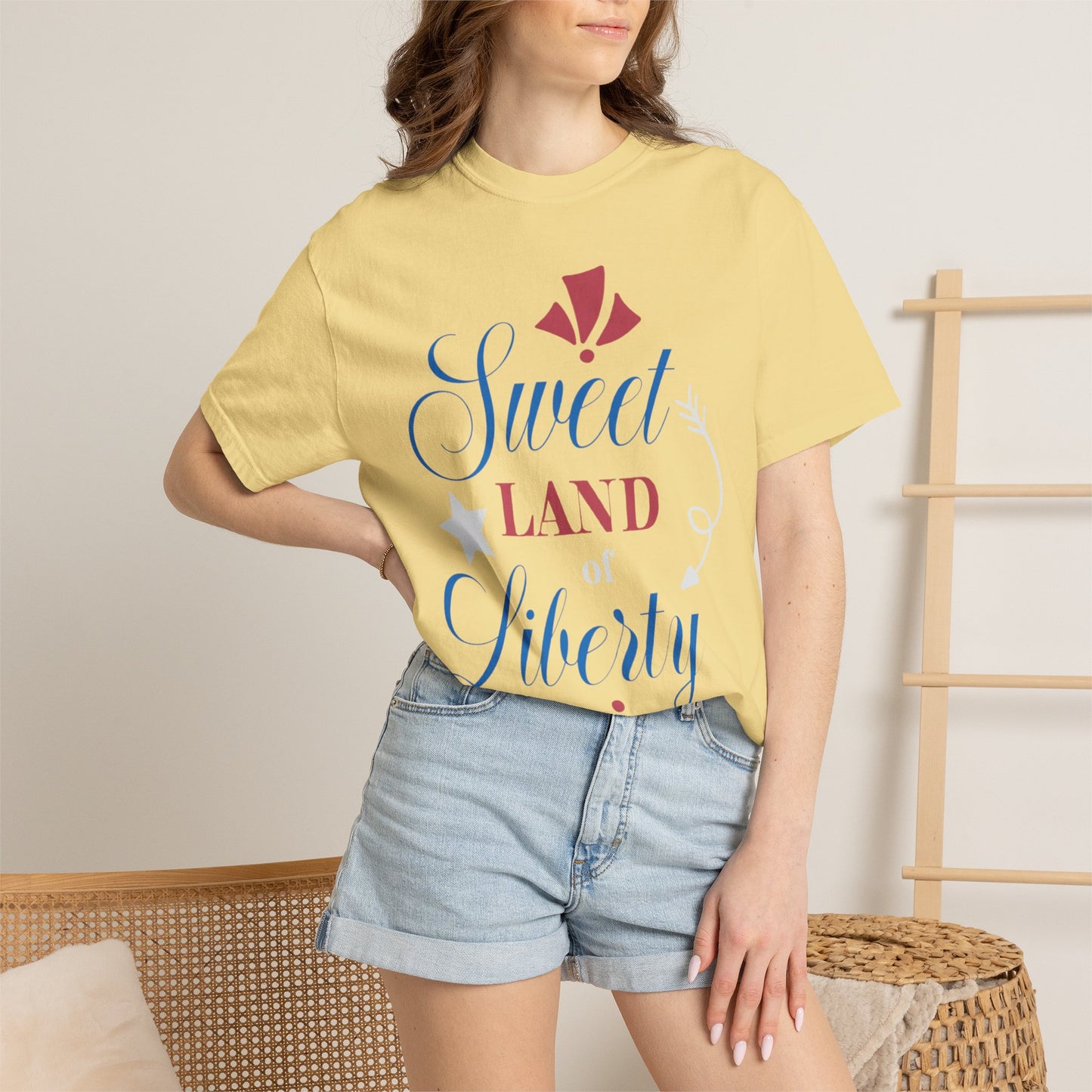 Sweet Land Of Liberty Equality American Values Country Love USA Flag Patriotic Tee Loyalty Fairness Unity Unisex Heavy Cotton T-Shirt