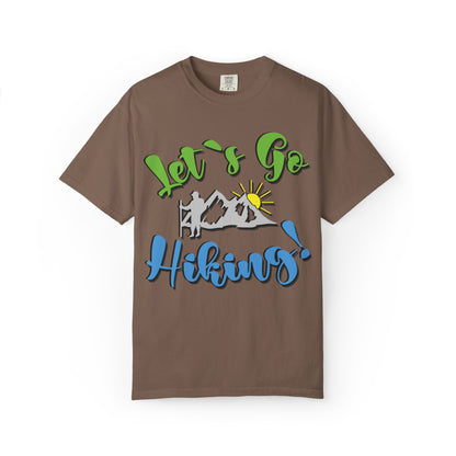 Let’s Go Hiking! Trendy Tee Adventure Mountain Hut Fun Activities Unisex Heavy Cotton T-Shirt