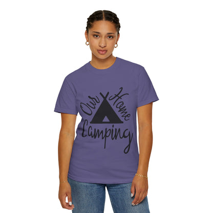 Our Home Camping Freedom Fighter Adventure Lovers Tee Nature Exploration Bonfire Travel Van Unisex Heavy Cotton T-Shirt