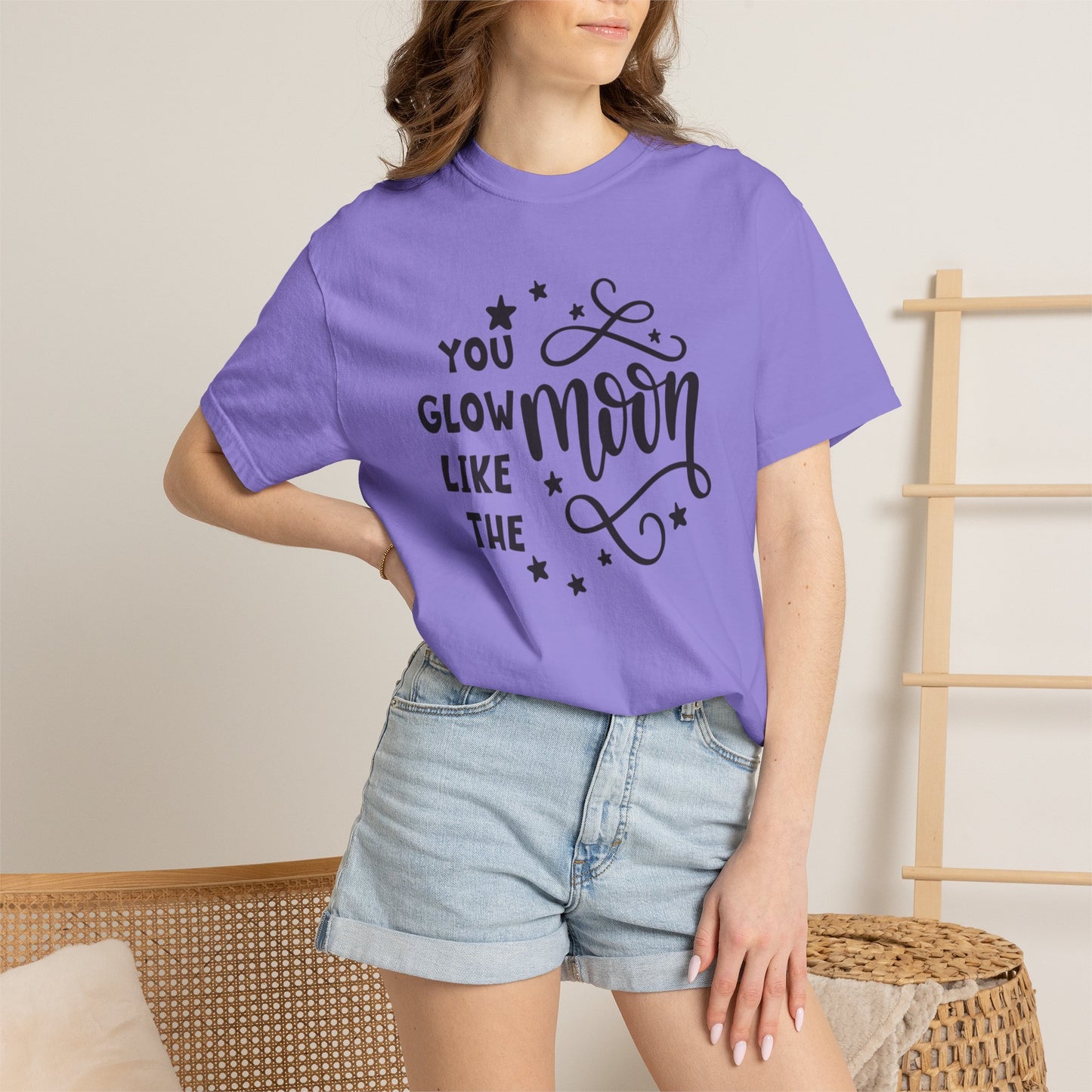 You Glow Like The Moon Inner Beauty Fashion Tee Body Positivity Wellness Forever Young Healthy lifestyle Unisex Heavy Cotton T-Shirt