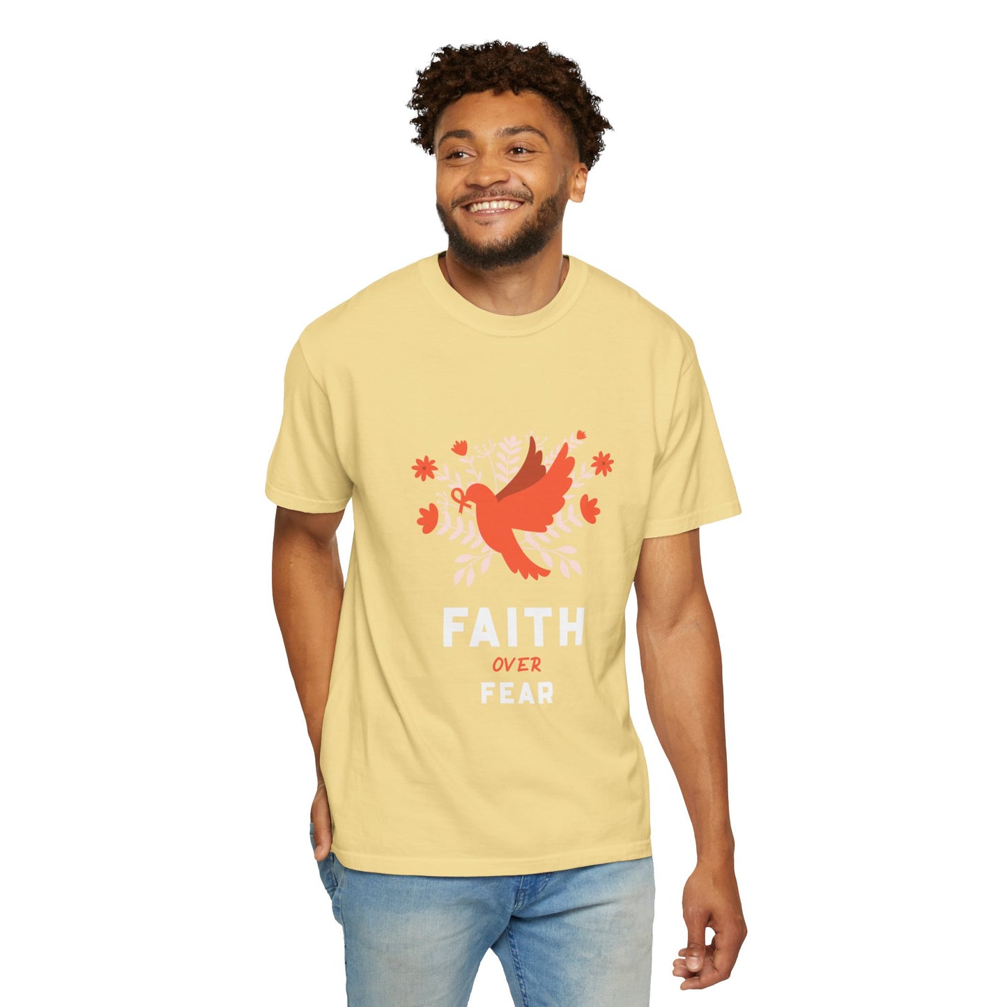 Faith Over Fear Stop Wishing Start Doing Action Goal Setting Modern Tee Achievement Self-Improvement Unisex Heavy Cotton T-Shirt