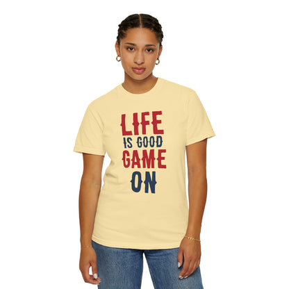 Life Is Good Game On Baseball Player Grand Slam Performers Tee Infield Magicians Batting Champions Unisex Heavy Cotton T-Shirt