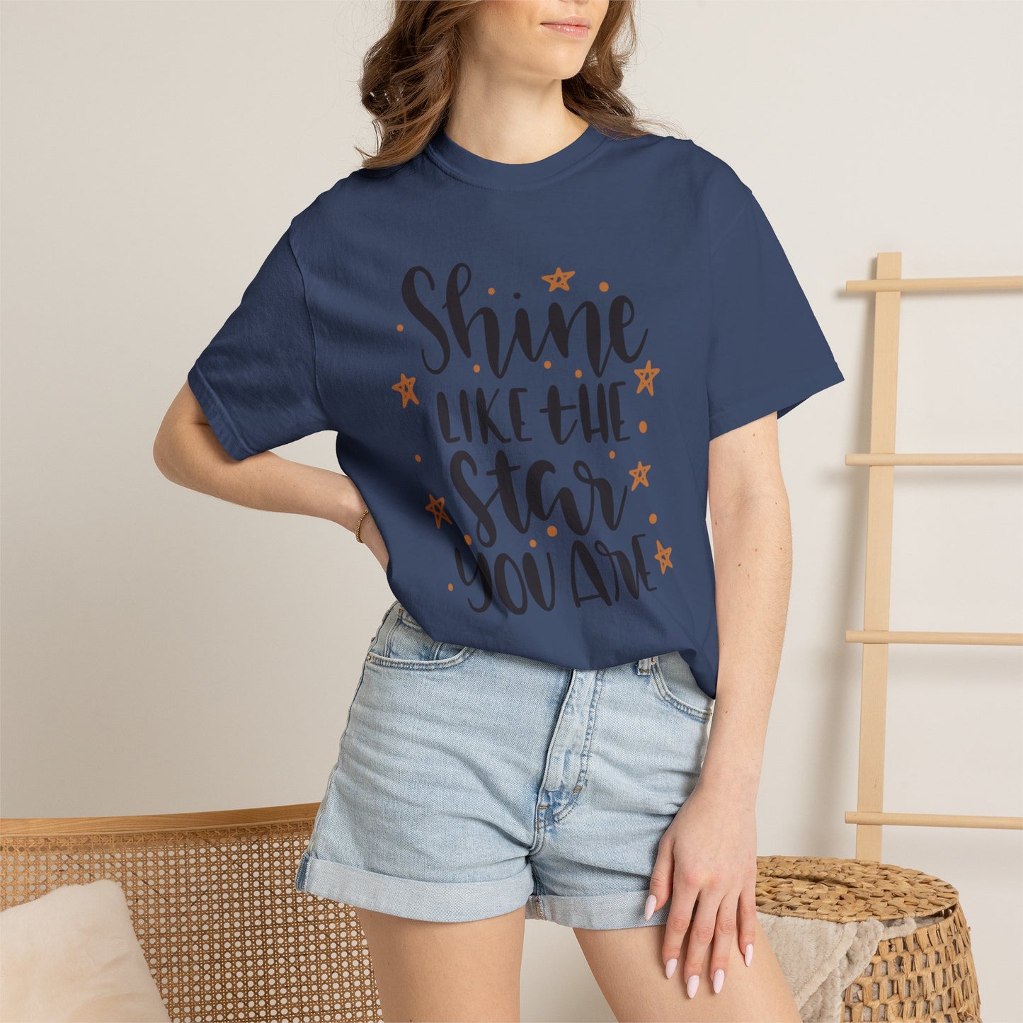 Shine Like A Star You Are Keep Trying Determination Tee Hard Work Success Unstoppable Hustle Fame Unisex Heavy Cotton T-Shirt