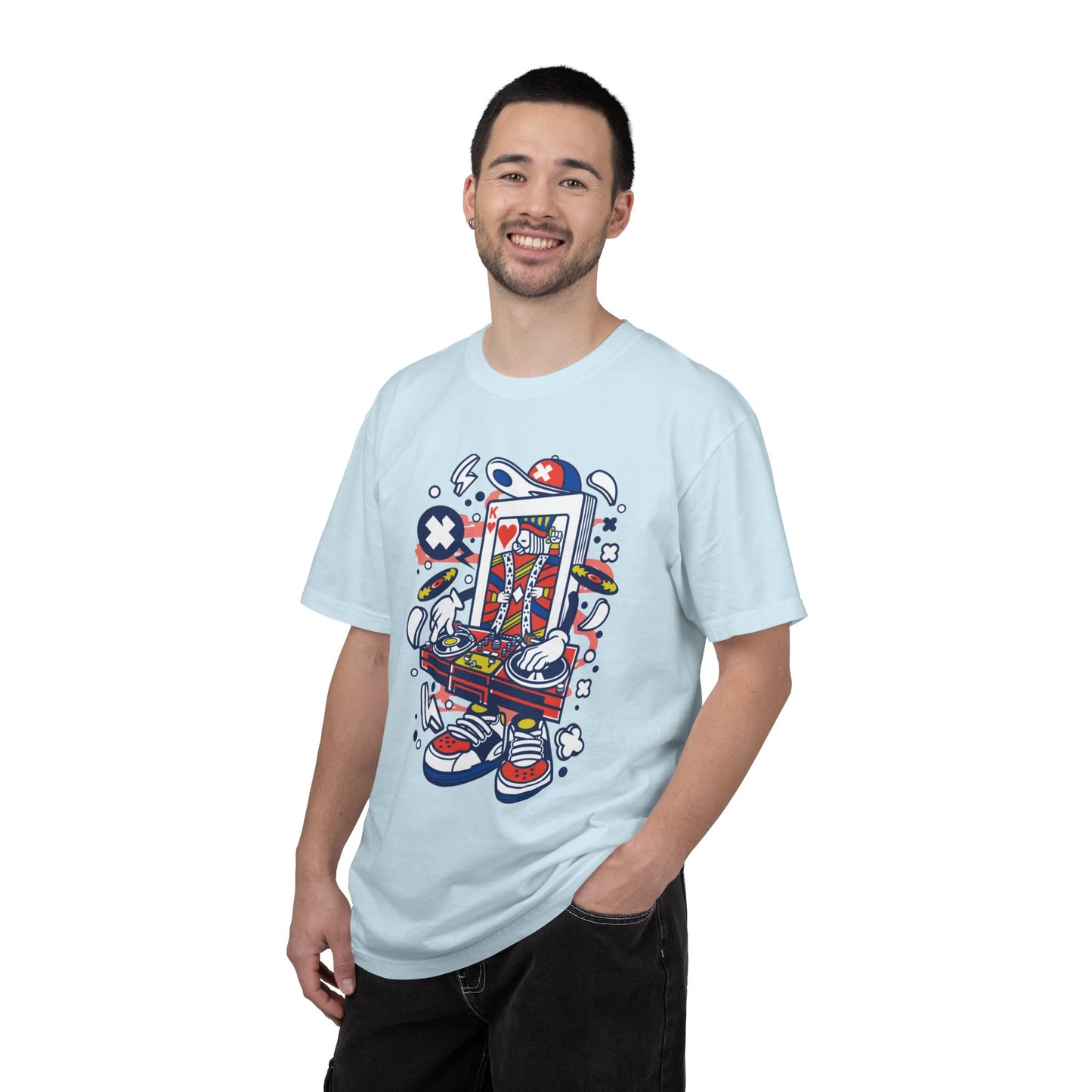 Dj King Play Card Hip Hop Vibes Trends Pop Visuals Tee Remixes Music Producer Unisex Heavy Cotton T-Shirt
