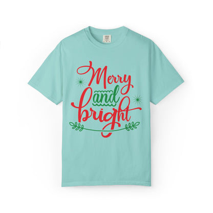 Cheerful Merry & Bright Joyful Christmas Time Christmas Lights Merry Christmas Jesus Birth Unisex Heavy Cotton T-Shirt