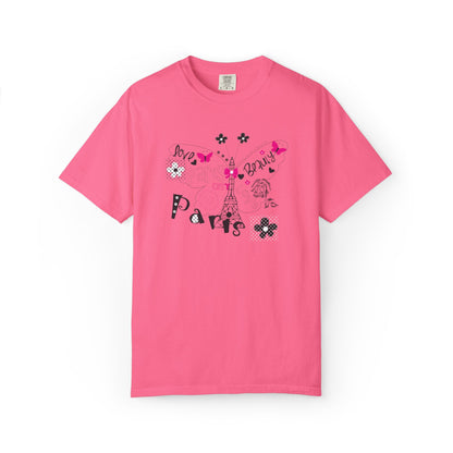 Paris Love Honeymoon Spots Candlelit Dinners Couples’ Tee Retreats Paris Fashion Unisex Heavy Cotton T-Shirt